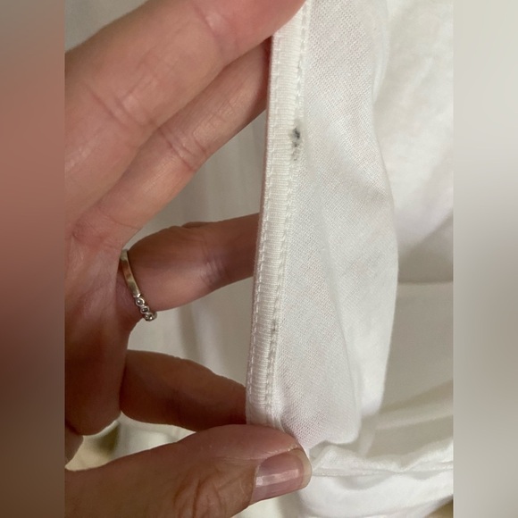 White Bubble Sleeve Cotton Blouse with Cris-Cross back Sz Small - Picture 6 of 9